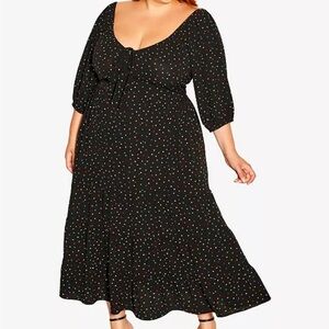City Chic Black Puff Sleeve Sundress